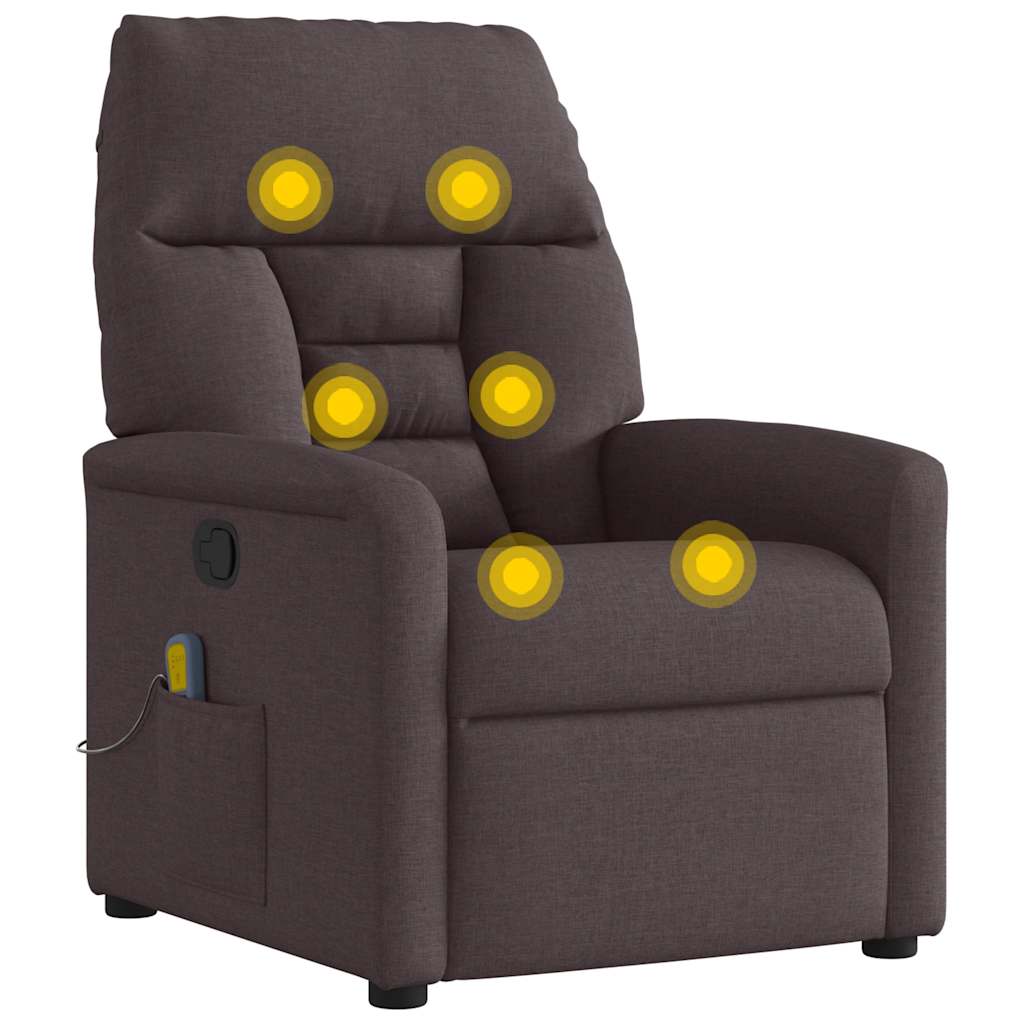 vidaXL Fauteuil de massage Marron foncé Tissu