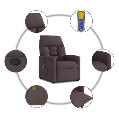 vidaXL Fauteuil de massage Marron foncé Tissu