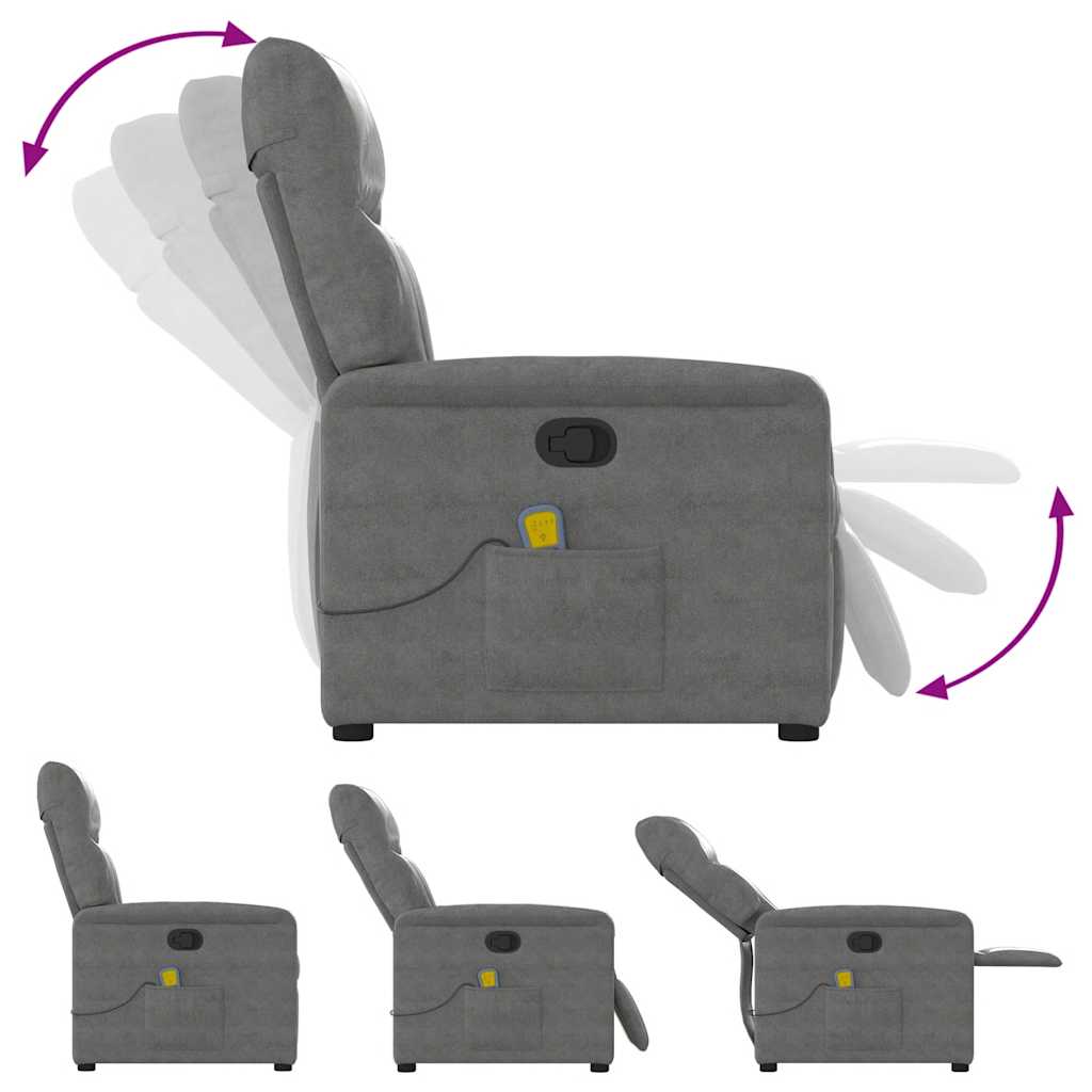 vidaXL Fauteuil de massage gris foncé en tissu microfibre