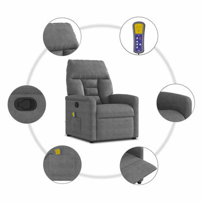 vidaXL Fauteuil de massage gris foncé en tissu microfibre