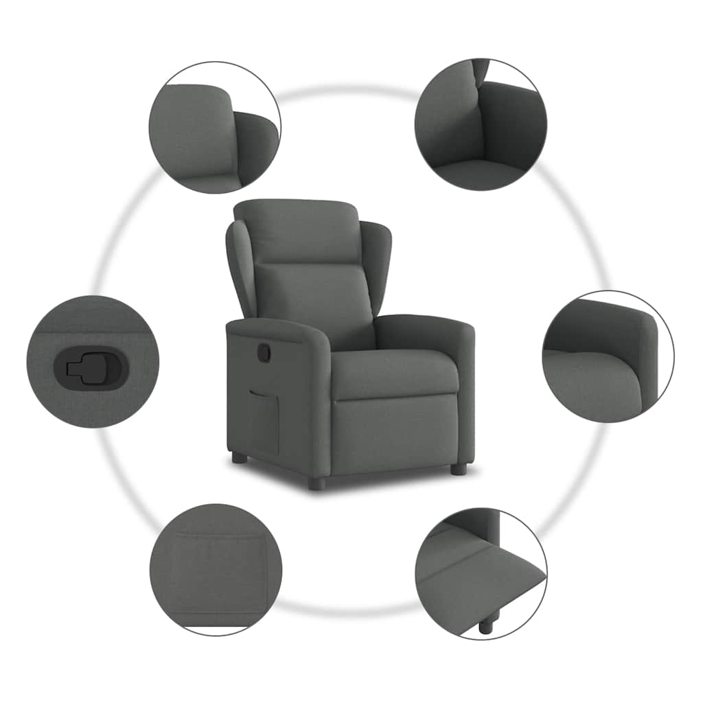 vidaXL Fauteuil de relaxation gris foncé en tissu