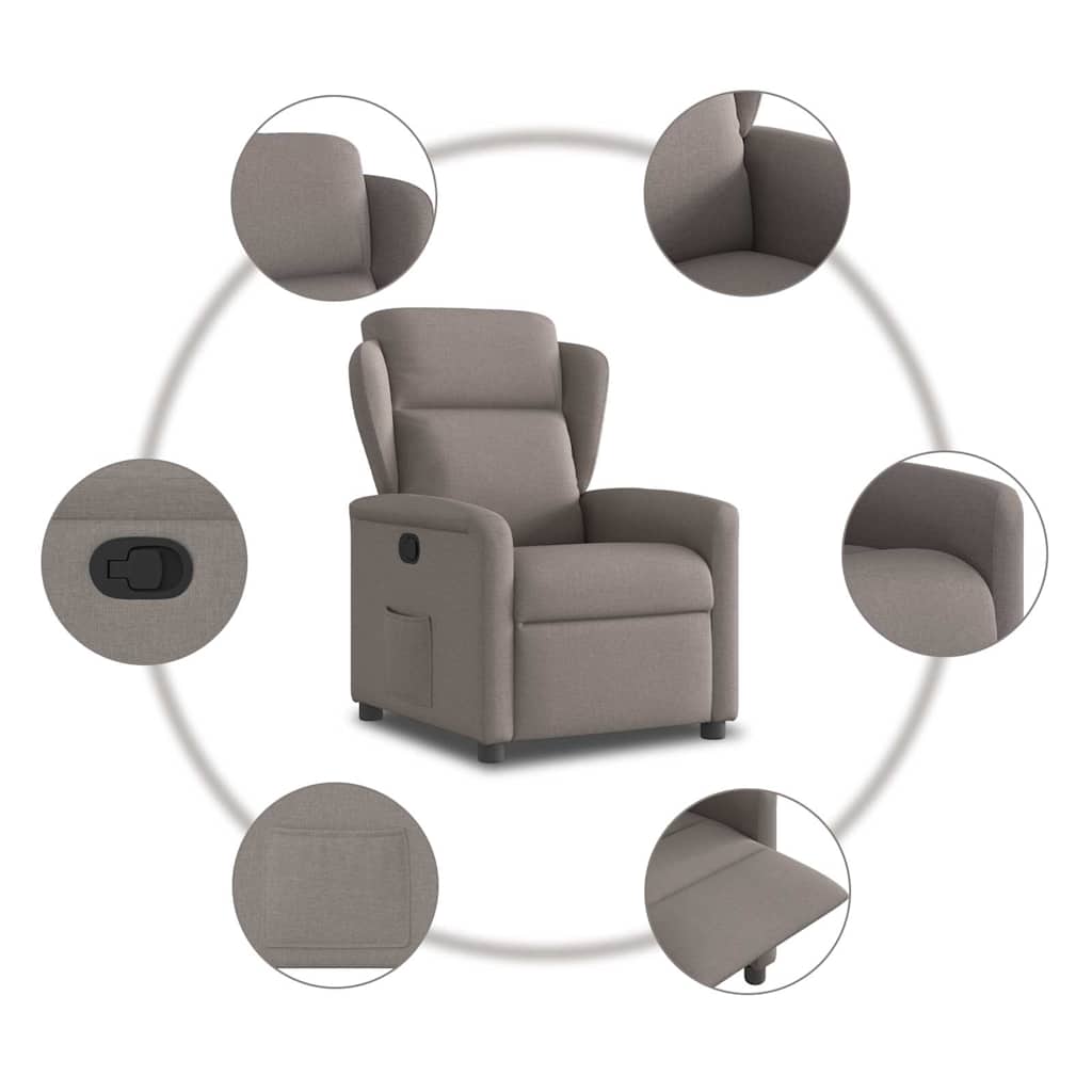 vidaXL Fauteuil relax Taupe Tissu