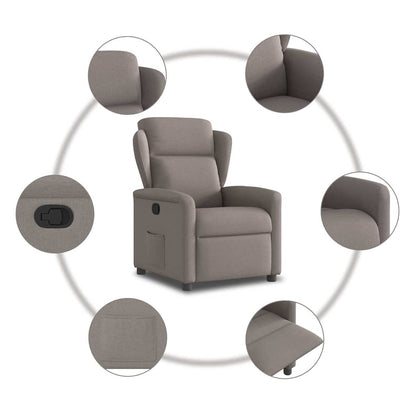 vidaXL Fauteuil relax Taupe Tissu