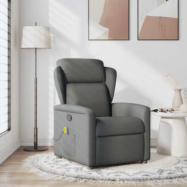 vidaXL Massage-Relaxsessel, Stoff, Dunkelgrau