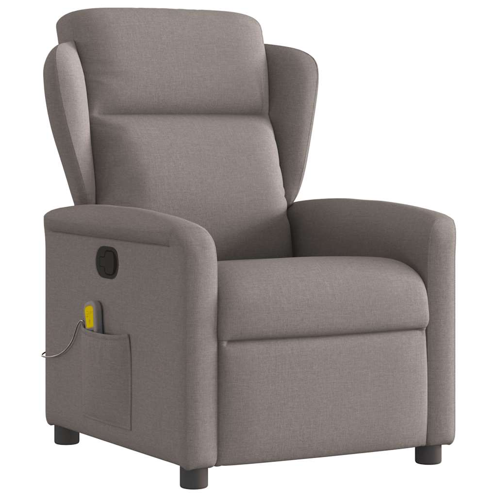 vidaXL Fauteuil de massage taupe en tissu