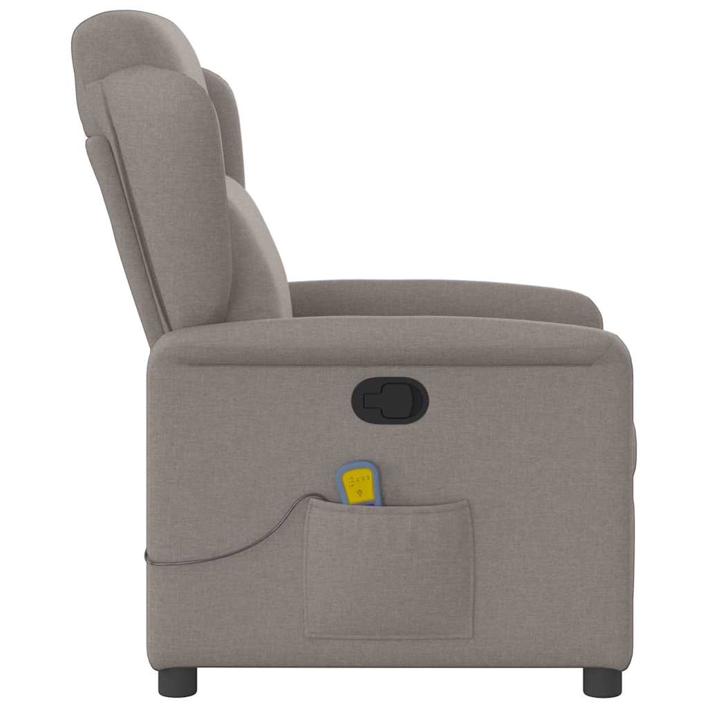 vidaXL Fauteuil de massage taupe en tissu