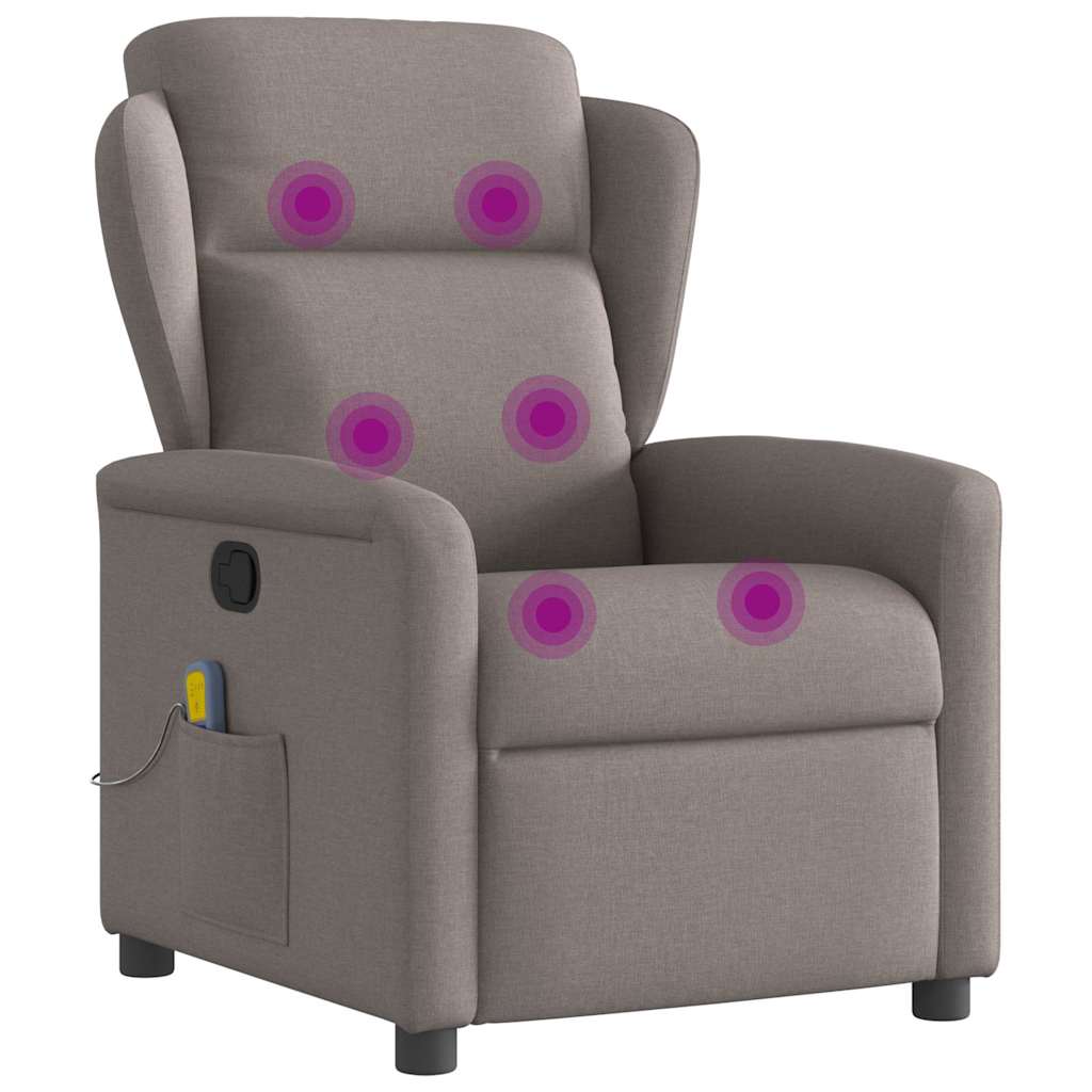 vidaXL Fauteuil de massage taupe en tissu