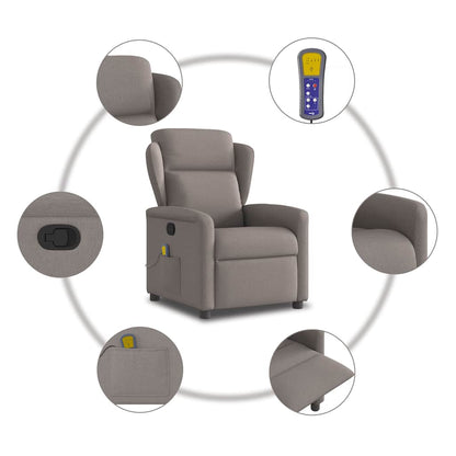 vidaXL Fauteuil de massage taupe en tissu