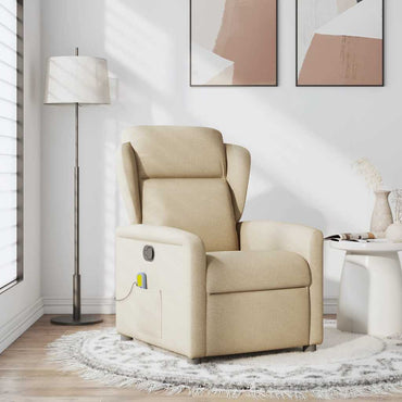 vidaXL Fauteuil de massage crème tissu