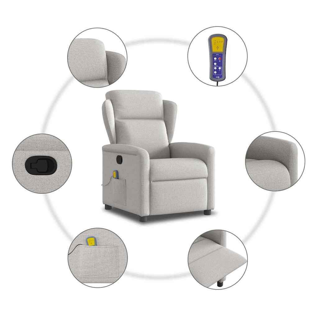 vidaXL Massagesessel Wolkengrau Stoff