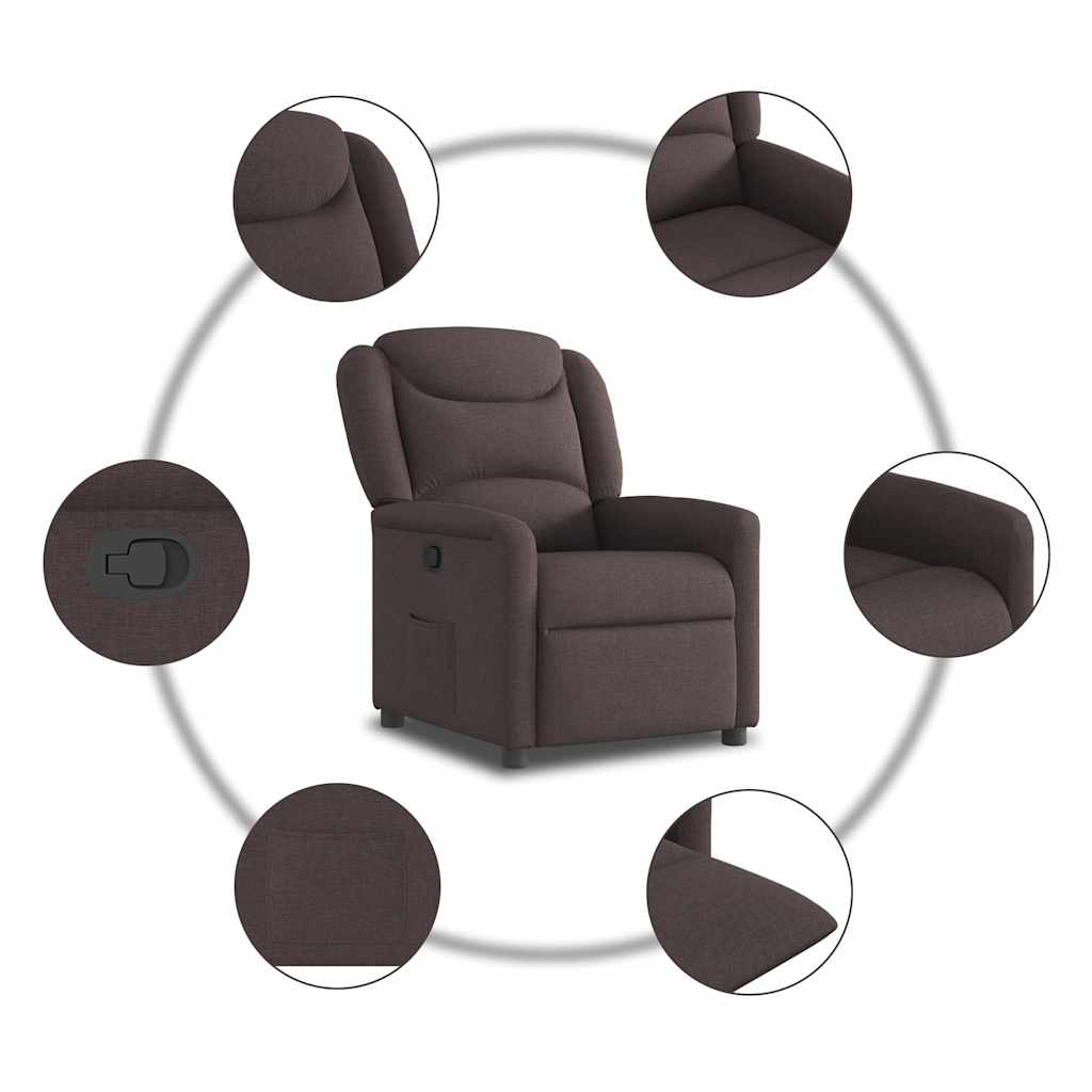 vidaXL Fauteuil relax marron foncé en tissu