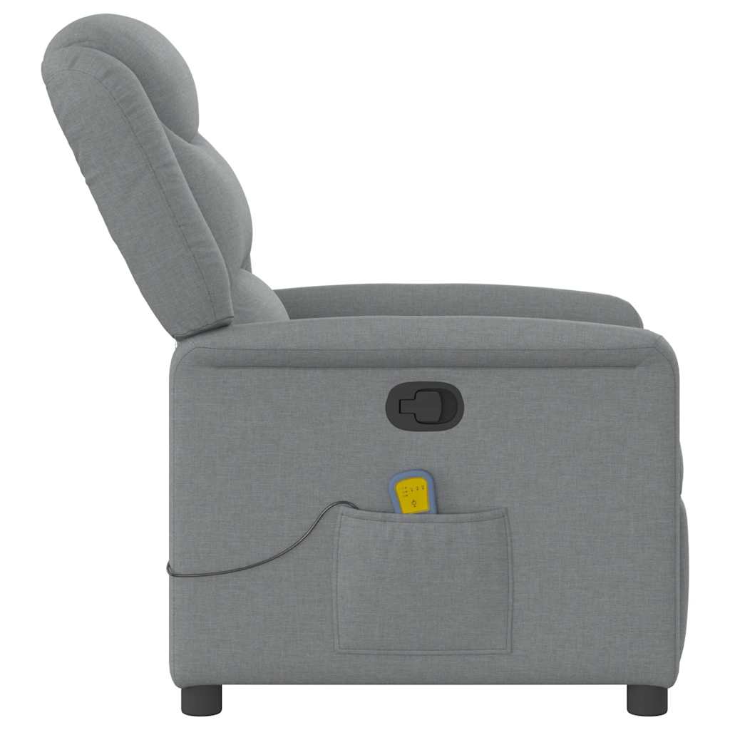 vidaXL Fauteuil de massage gris clair en tissu