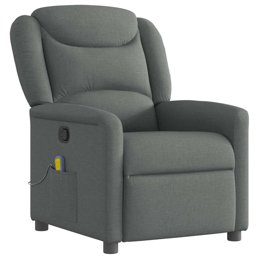 vidaXL Fauteuil de massage gris foncé en tissu
