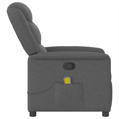 vidaXL Fauteuil de massage gris foncé en tissu