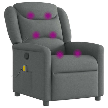 vidaXL Fauteuil de massage gris foncé en tissu