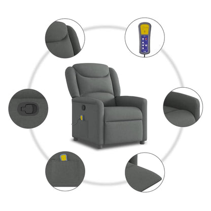 vidaXL Fauteuil de massage gris foncé en tissu