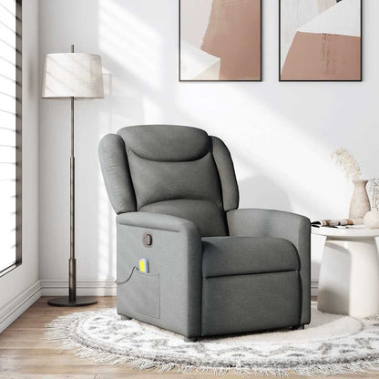 vidaXL Fauteuil de massage gris foncé en tissu