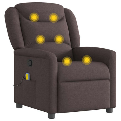 vidaXL Fauteuil de massage Marron foncé Tissu