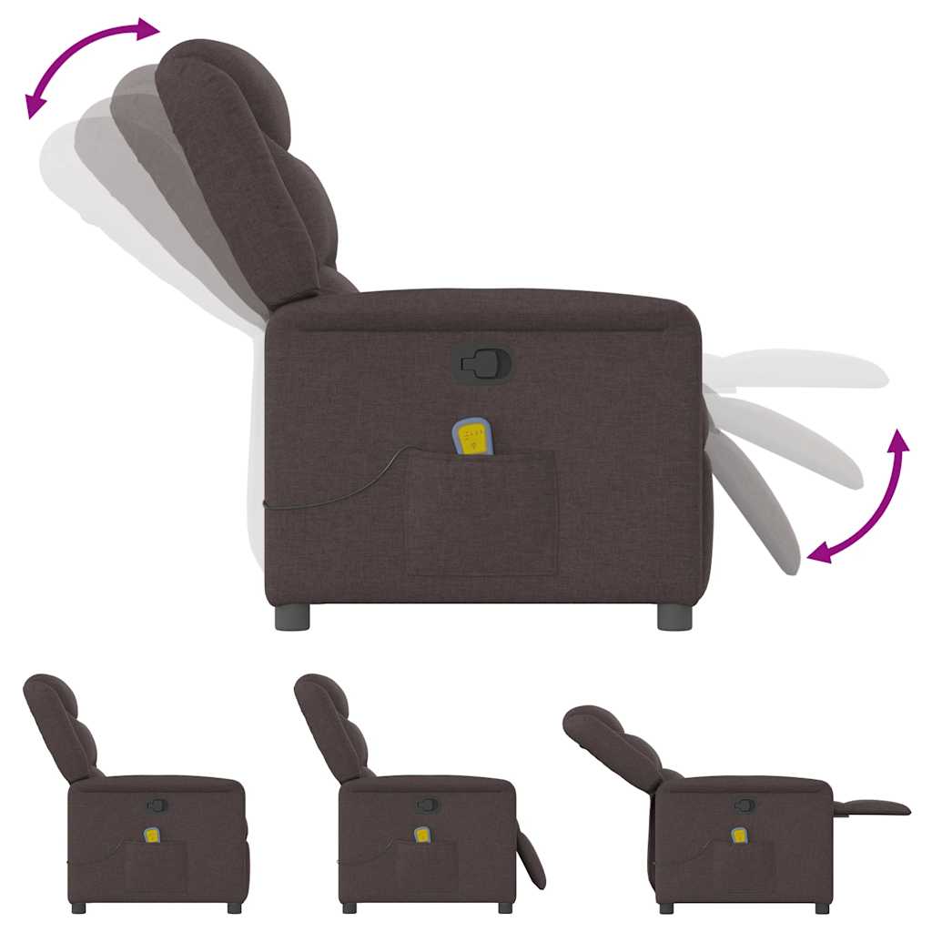 vidaXL Fauteuil de massage Marron foncé Tissu