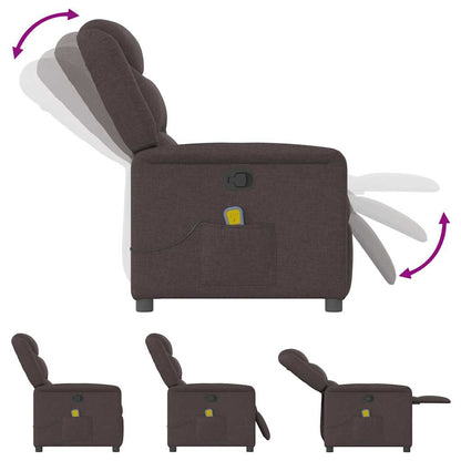 vidaXL Fauteuil de massage Marron foncé Tissu