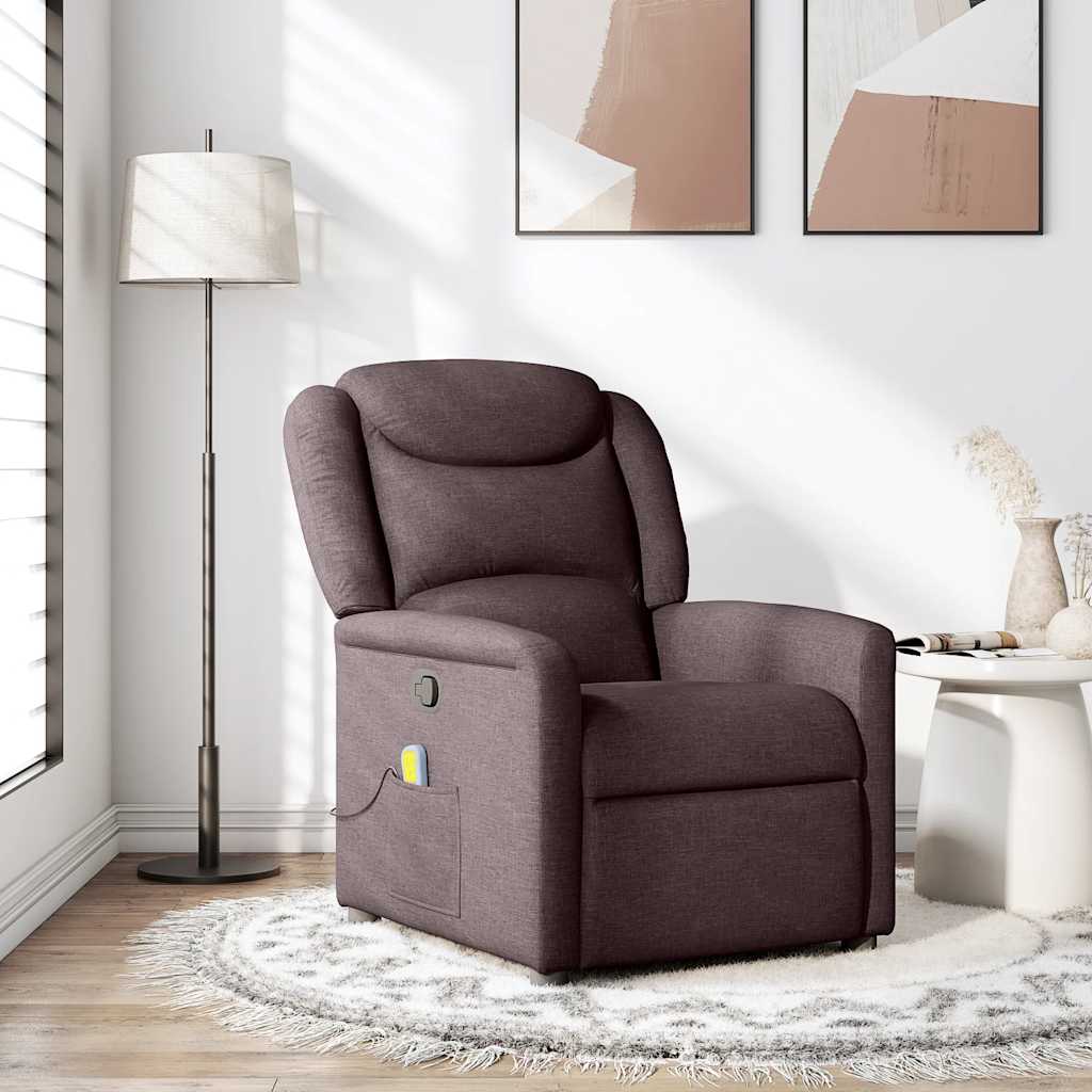 vidaXL Fauteuil de massage Marron foncé Tissu