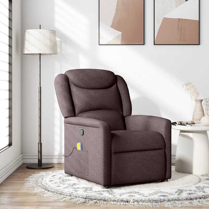 vidaXL Fauteuil de massage Marron foncé Tissu