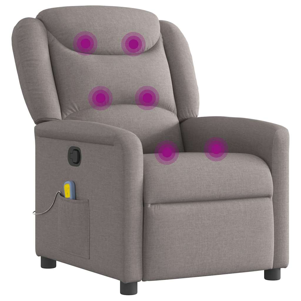 vidaXL Fauteuil de massage taupe en tissu