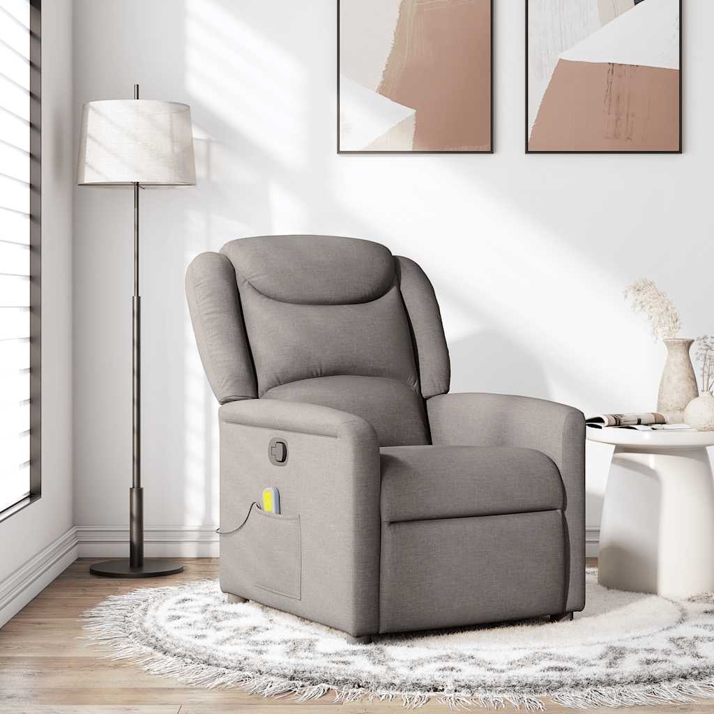 vidaXL Fauteuil de massage taupe en tissu
