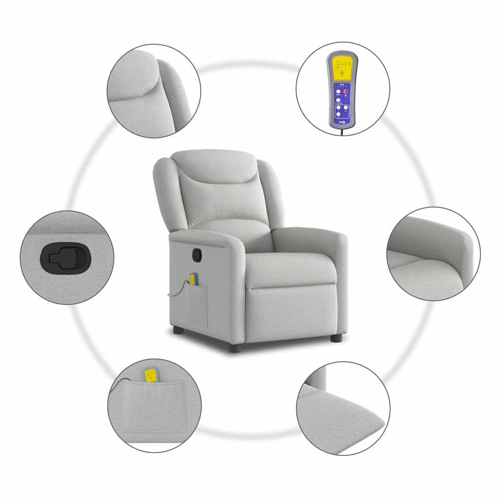 vidaXL Massagesessel Wolkengrau Stoff