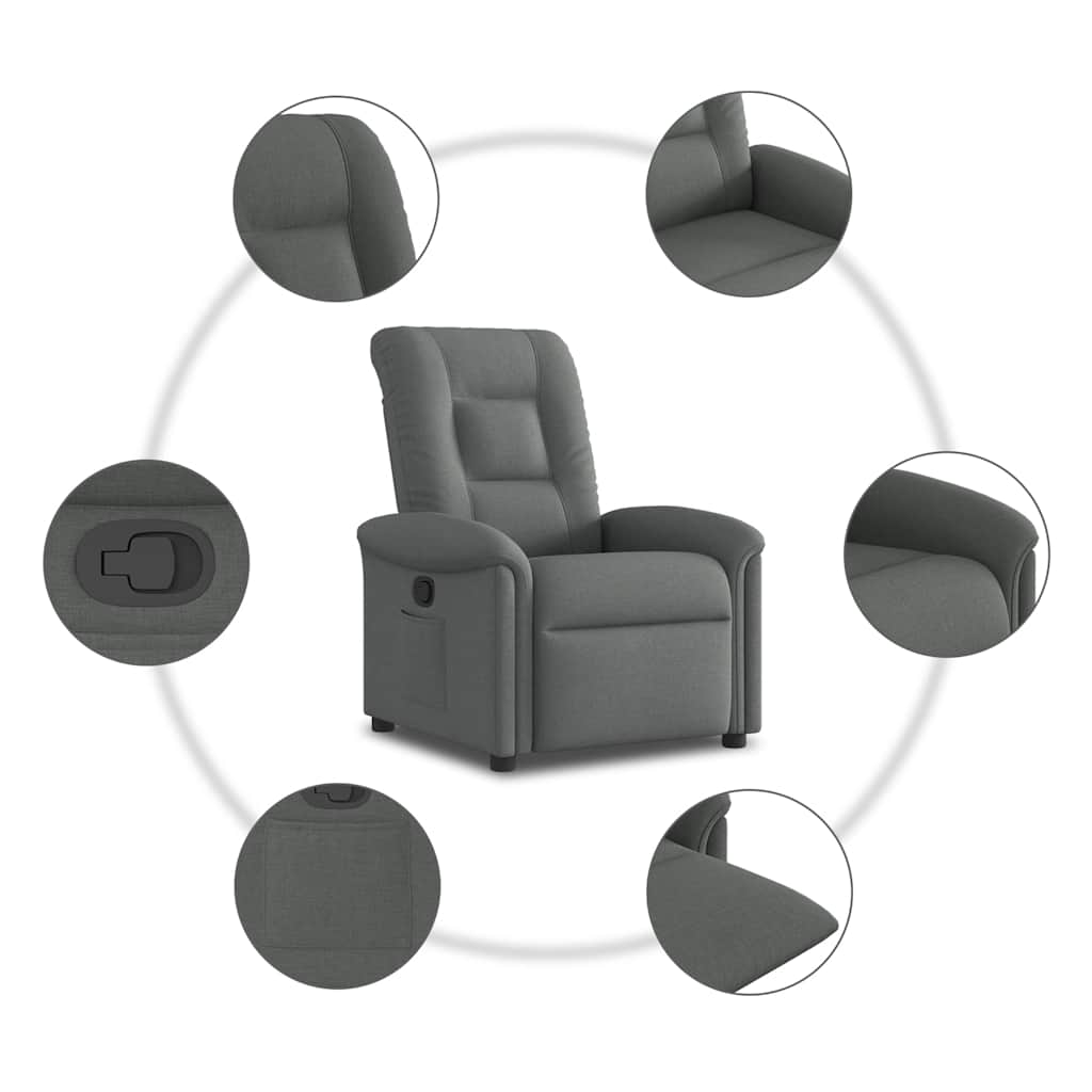 vidaXL Fauteuil de relaxation gris foncé en tissu