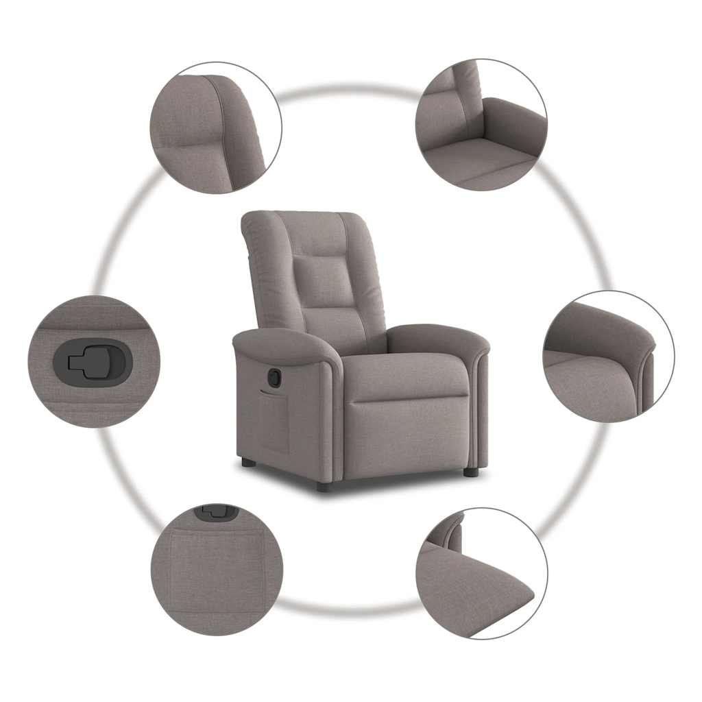 vidaXL Fauteuil relax Taupe Tissu