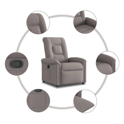 vidaXL Fauteuil relax Taupe Tissu