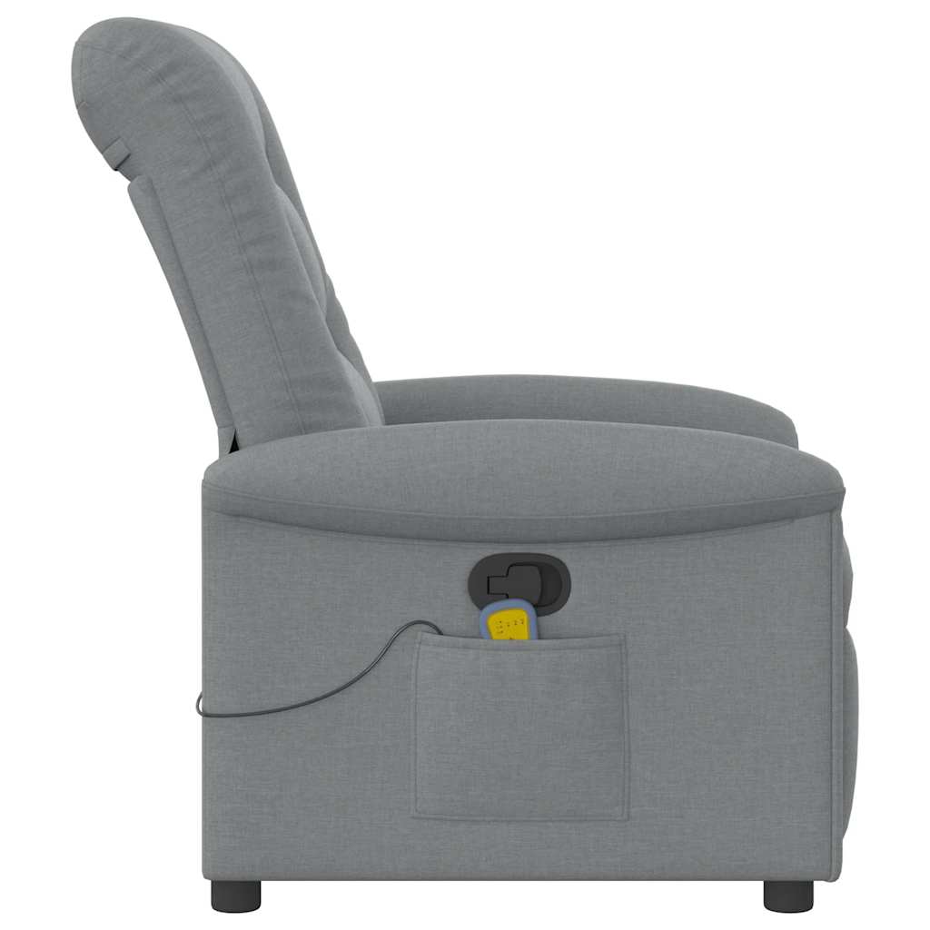 vidaXL Fauteuil de massage gris clair en tissu