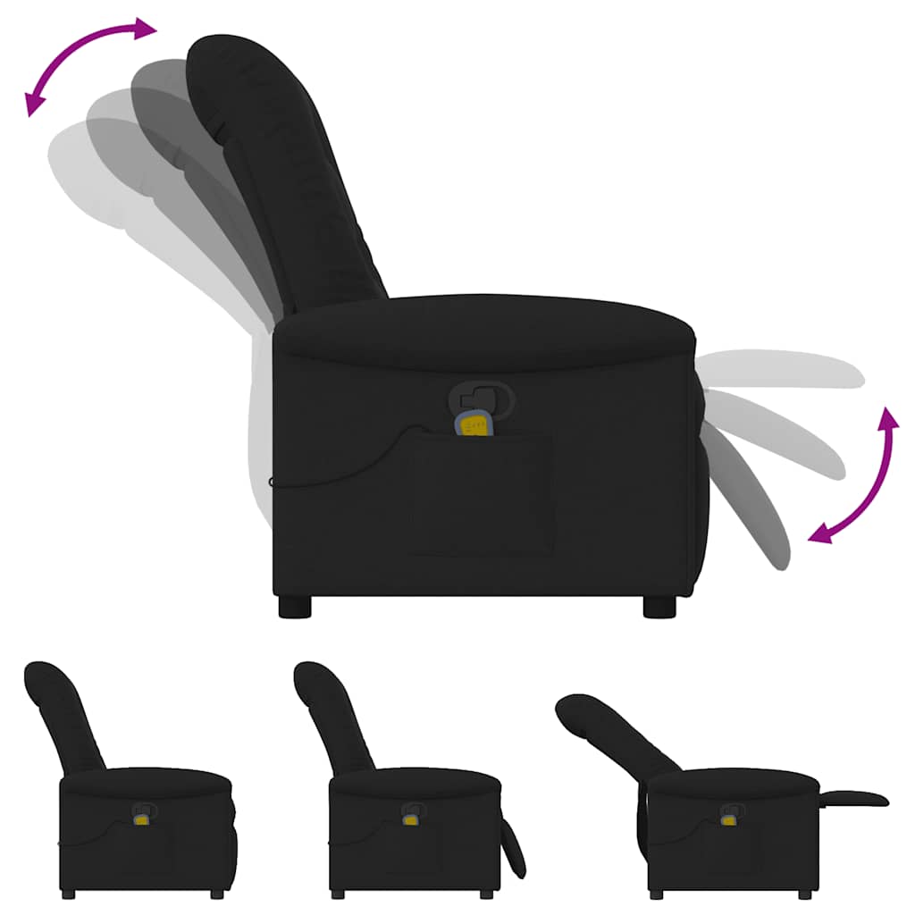 vidaXL Fauteuil de massage en tissu noir
