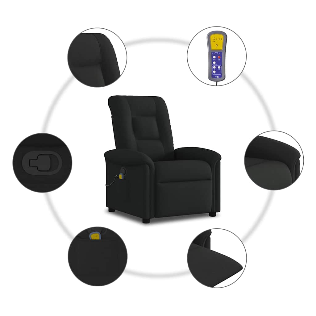 vidaXL Fauteuil de massage en tissu noir