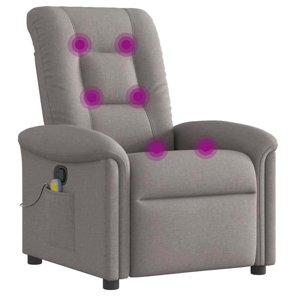 vidaXL Fauteuil de massage taupe en tissu