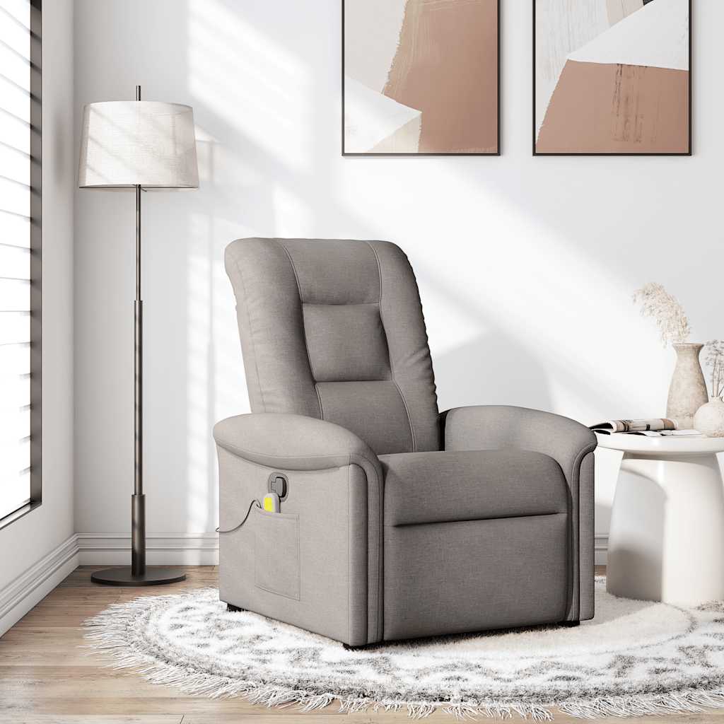 vidaXL Fauteuil de massage taupe en tissu