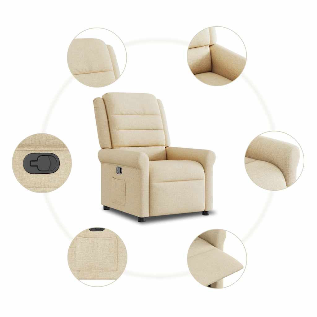 vidaXL Fauteuil relax crème tissu