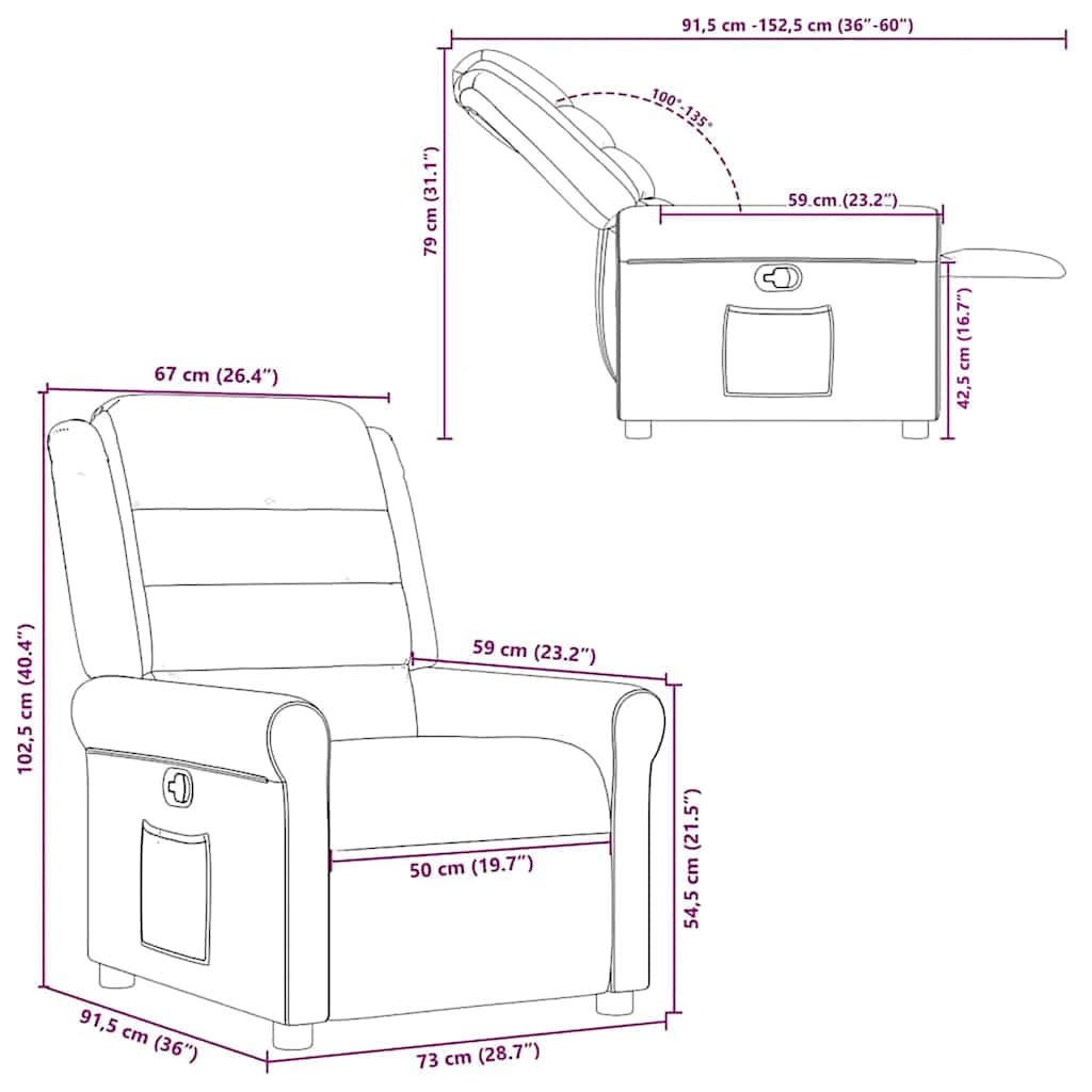 vidaXL Fauteuil relax crème tissu