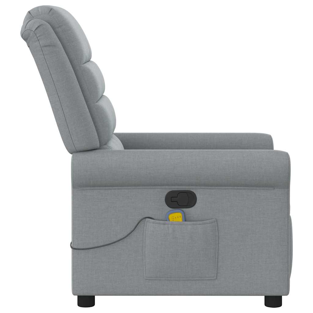 vidaXL Fauteuil de massage gris clair en tissu