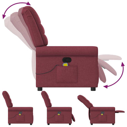 vidaXL Fauteuil de massage rouge bordeaux en tissu