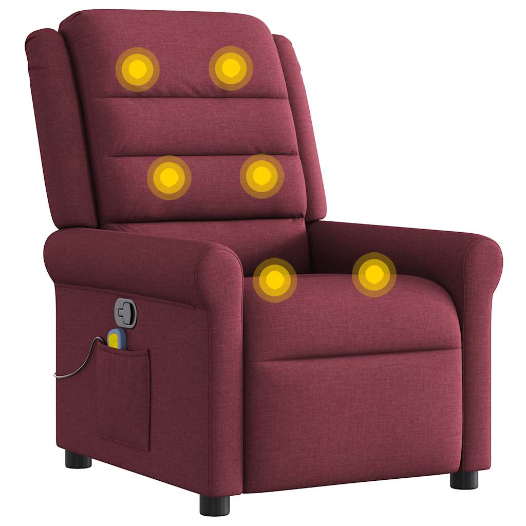 vidaXL Fauteuil de massage rouge bordeaux en tissu
