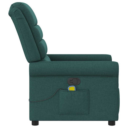 vidaXL Fauteuil de massage tissu vert foncé