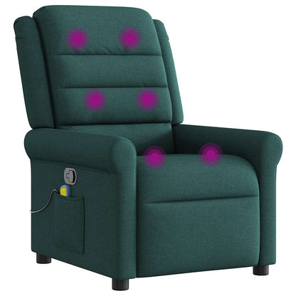 vidaXL Fauteuil de massage tissu vert foncé