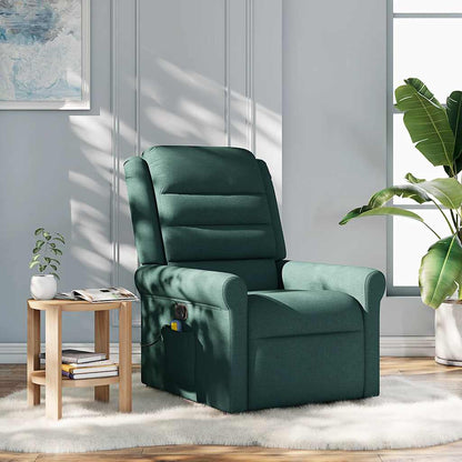 vidaXL Fauteuil de massage tissu vert foncé