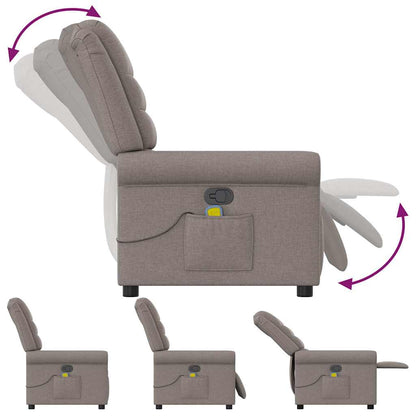 vidaXL Fauteuil de massage taupe en tissu