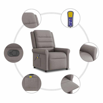 vidaXL Fauteuil de massage taupe en tissu