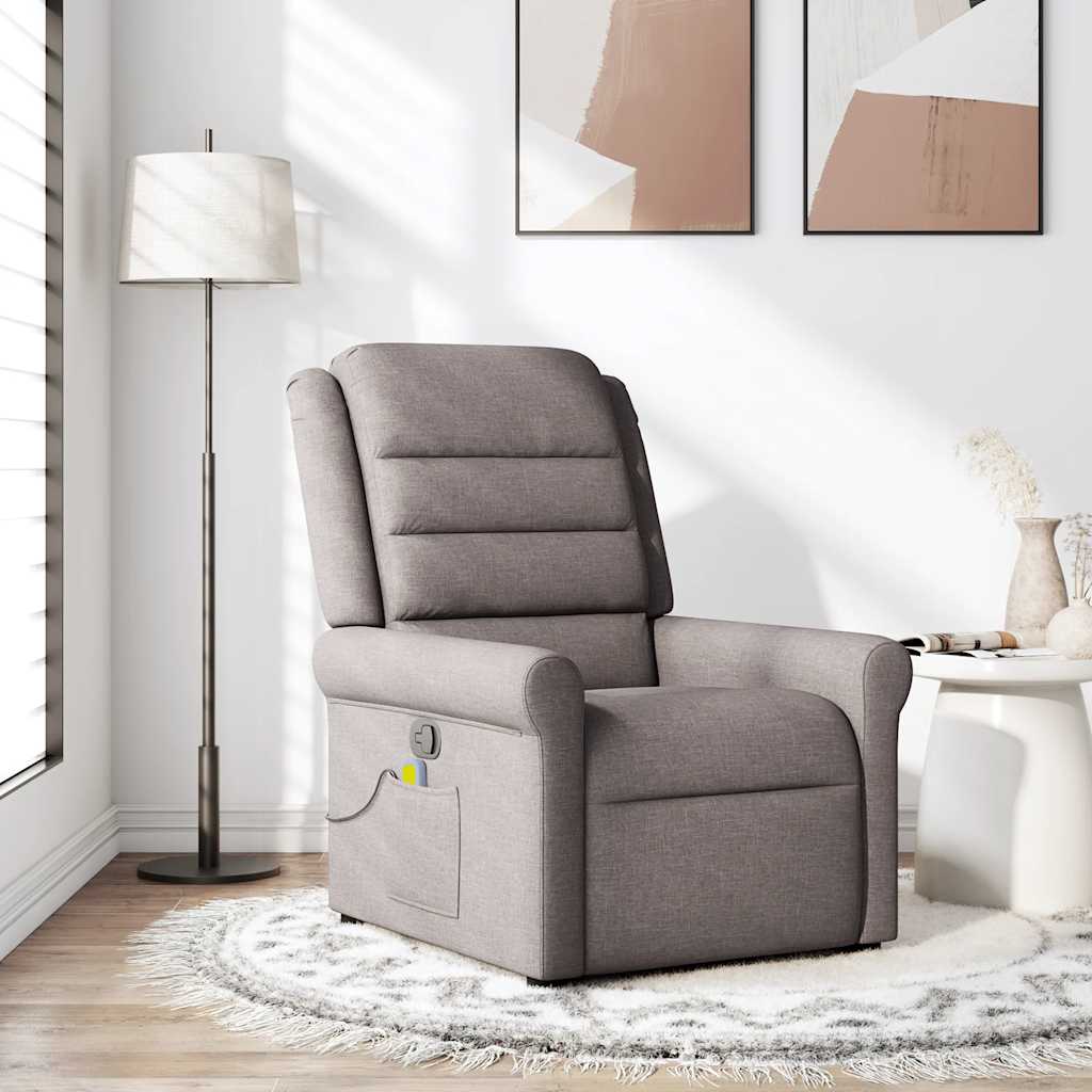 vidaXL Fauteuil de massage taupe en tissu