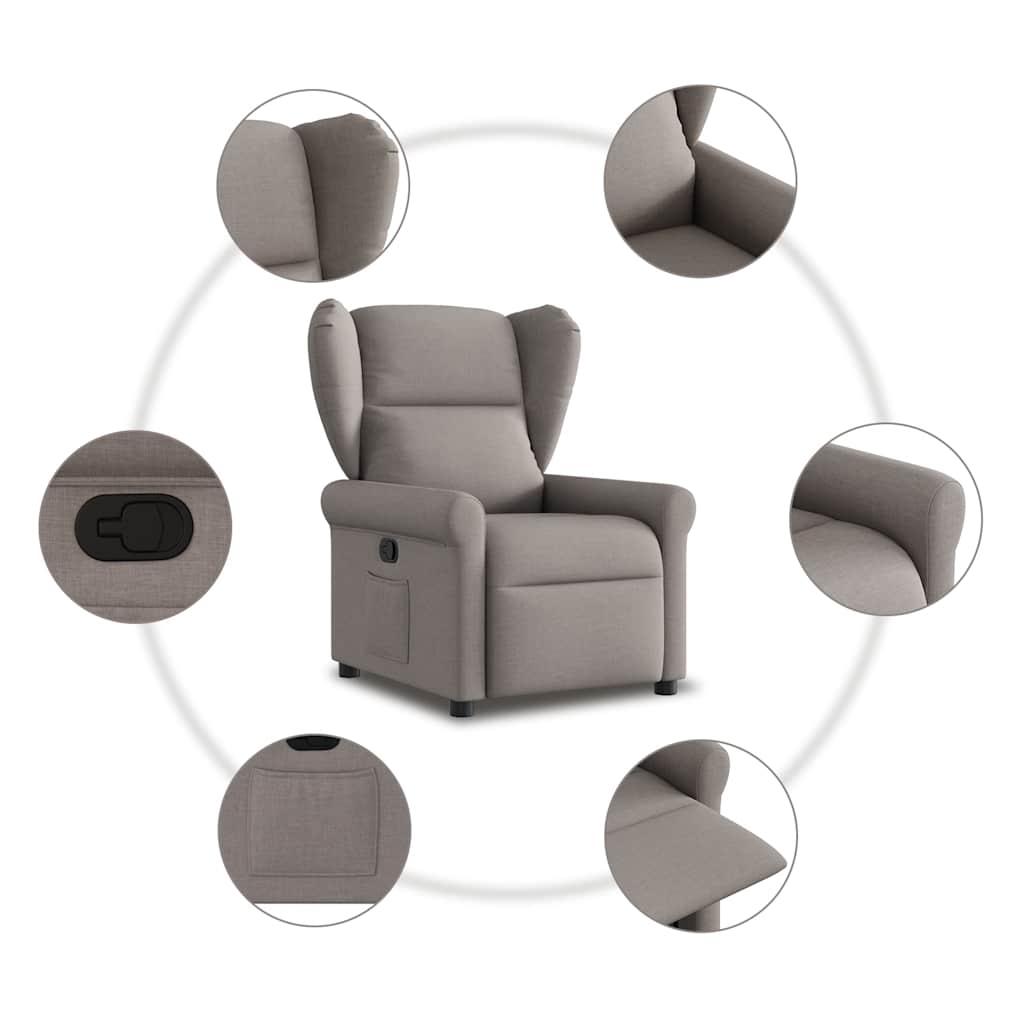 vidaXL Fauteuil relax Taupe Tissu