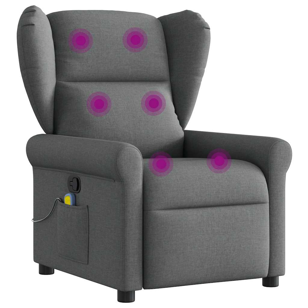 vidaXL Massage-Relaxsessel, Stoff, Dunkelgrau